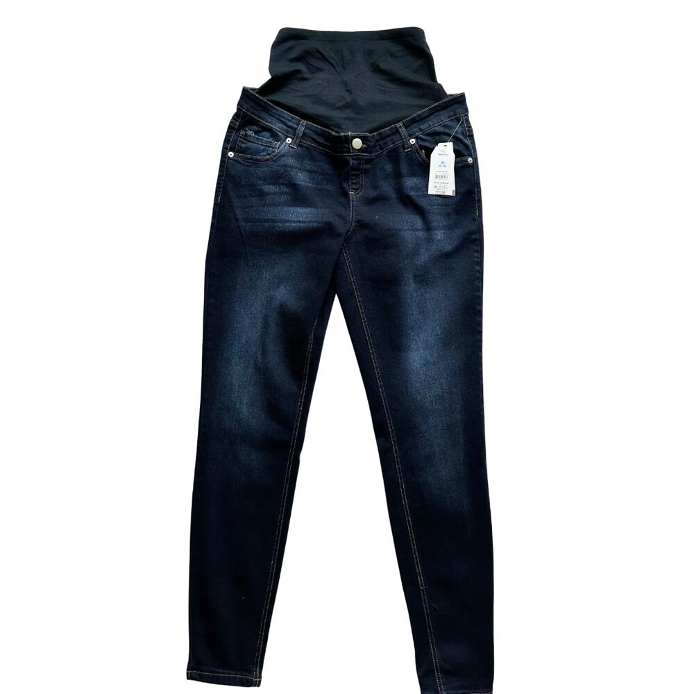 Time And Tru Blue Maternity Skinny Dark Jeans M 8-10 Stretch Denim Comfort (ZB)